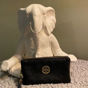 Tory Burch Black Leather Wristlet/Wallet